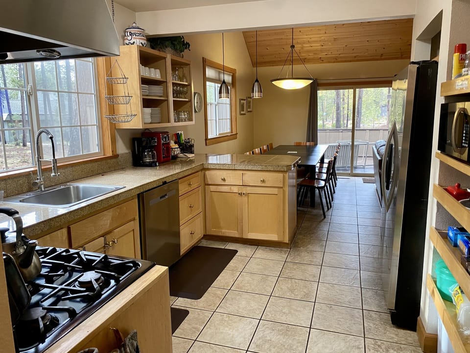 Kitchen with large dining room table 