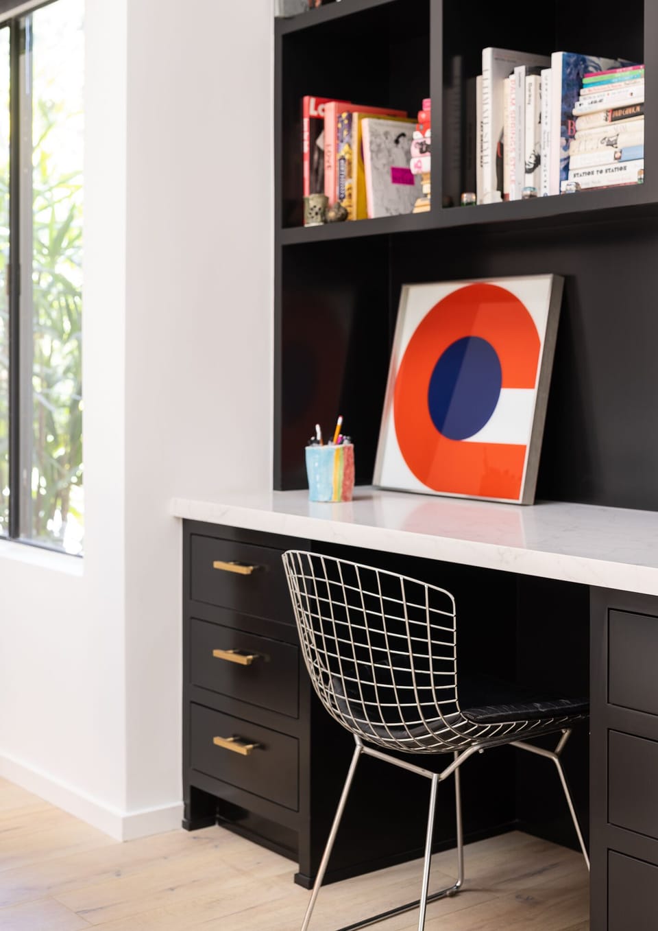 Workspace with fashion, art, architecture & design books. Fastest wifi availble.
