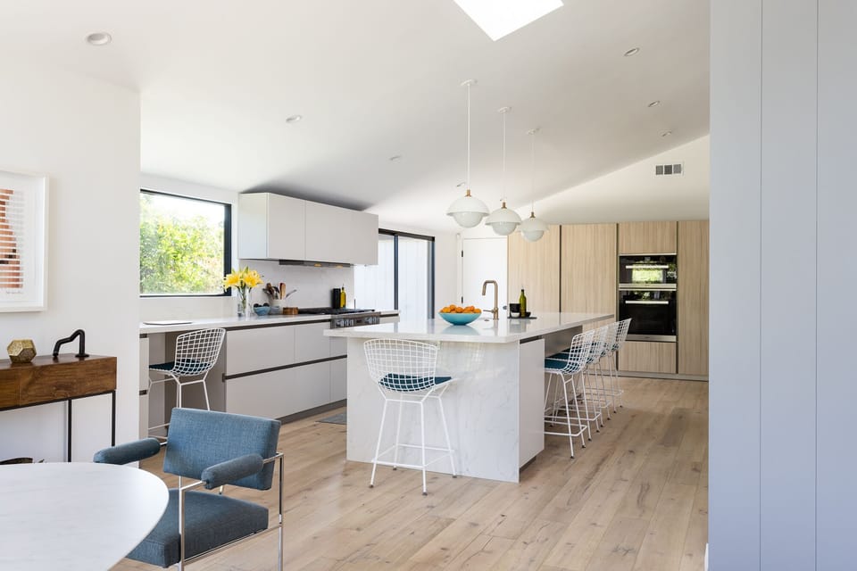 Sunny work space, New Miele appliances, fully stocked kitchen& pantry, dbl oven.