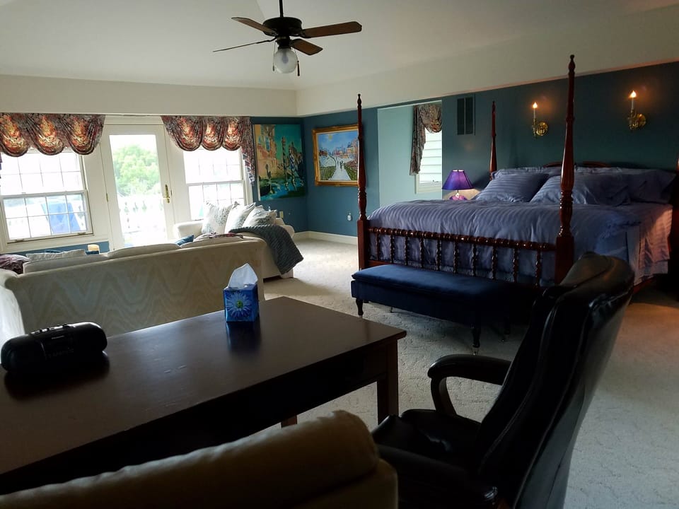 Private balcony with breathtaking views of pasture, pool, n Blue Ridge mountains