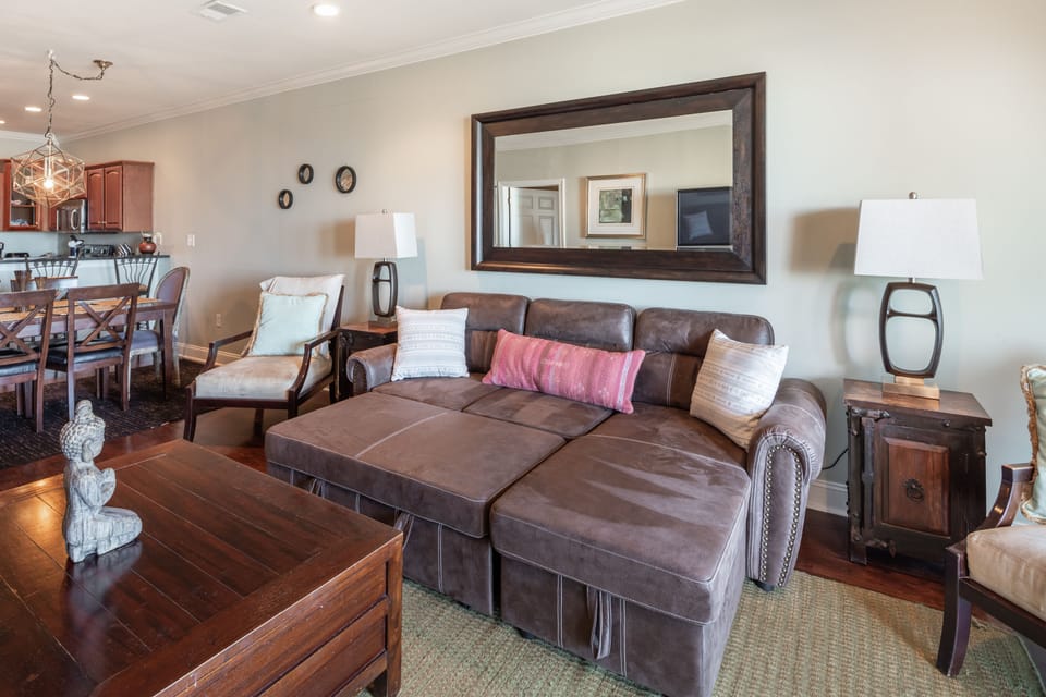 a modern modular sofa arranges into a Queen sleeping accommodation

