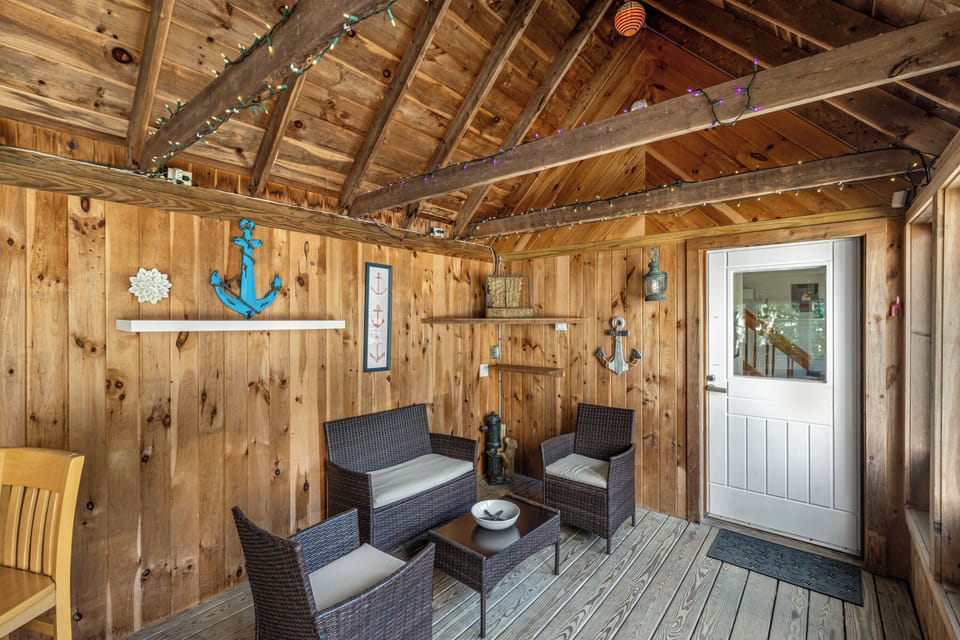 Seating area in covered porch