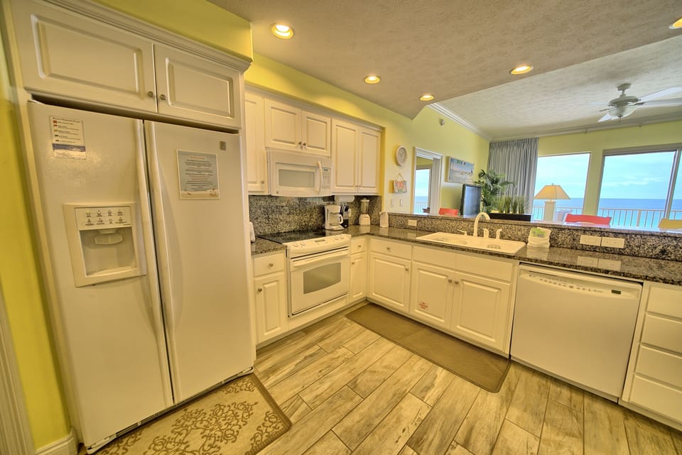 Fully stocked kitchen.