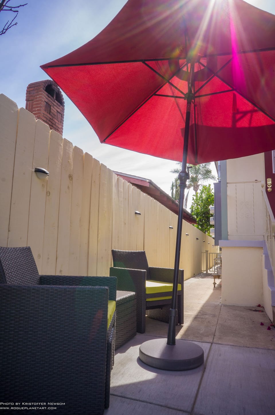 Outdoor seating in the afternoon.