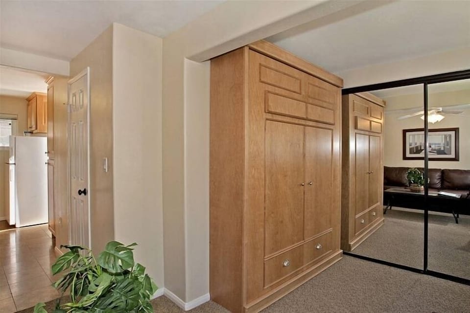 A new, queen sized Muprhy bed for your sleeping enjoyment plus a large closet