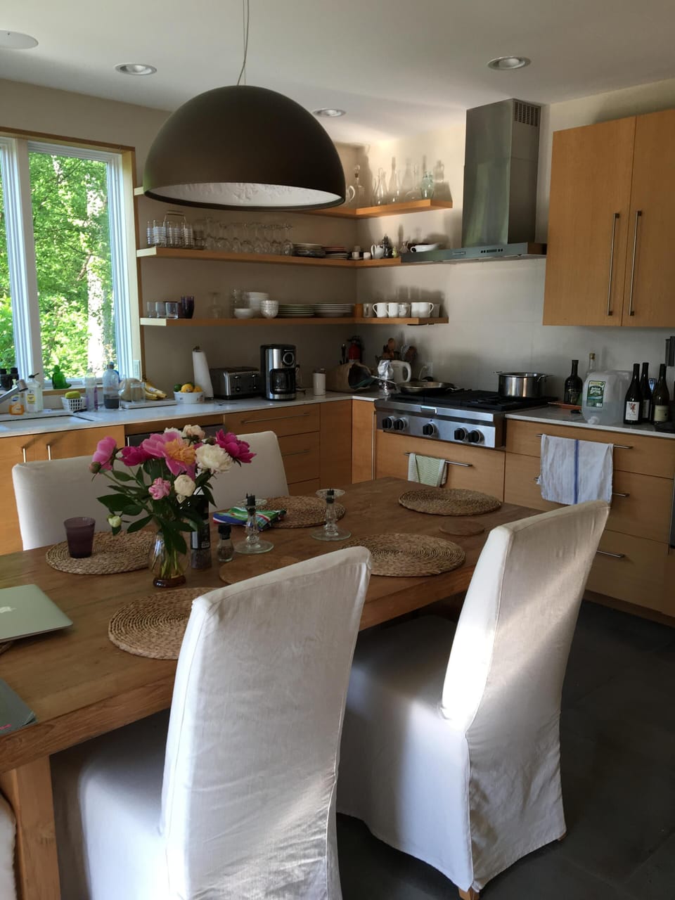 Chef's kitchen is fully outfitted for feeding family and friends.