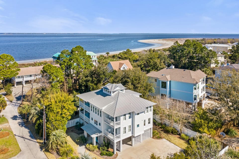 Aerial view of the home