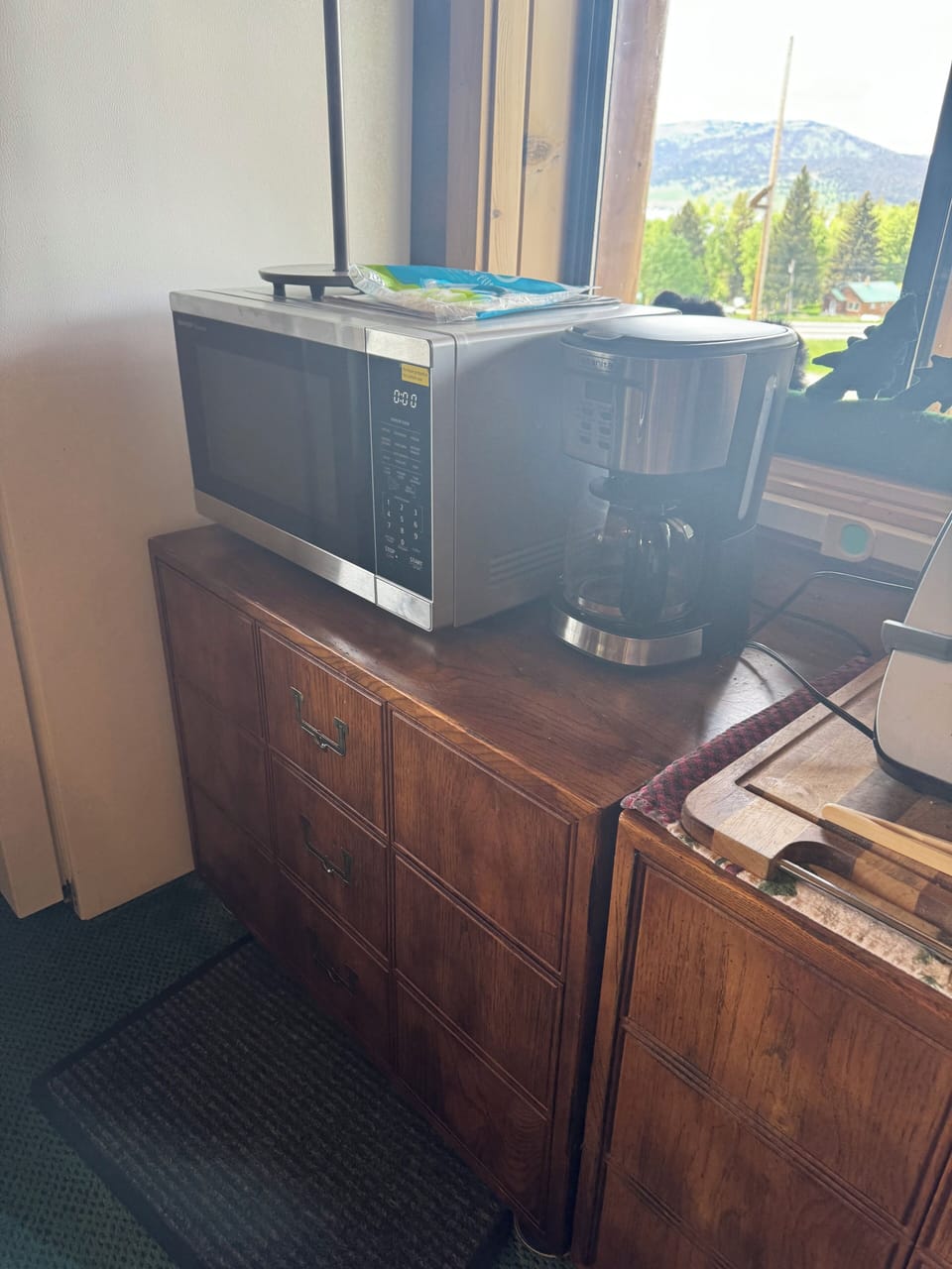 Microwave and Coffee Pot, toaster, full size , microwave, coffee pot, toaster 