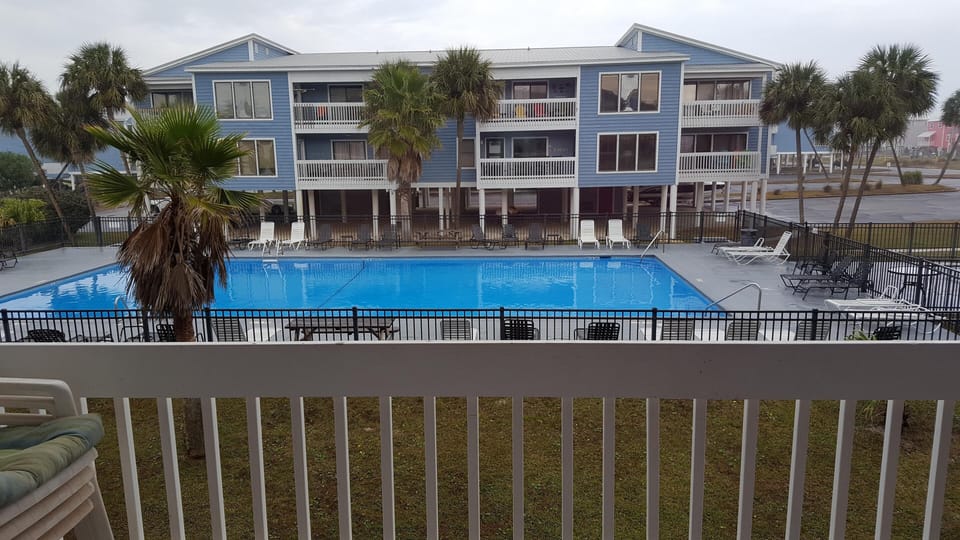 View of pool from balcony