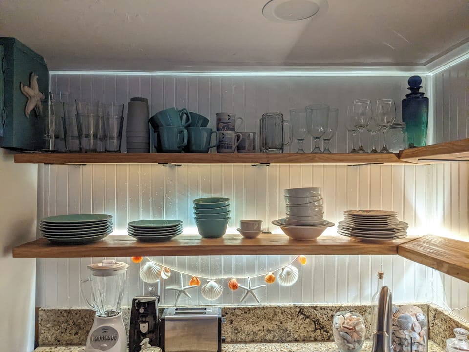 fun and fancy back lit shelves for the perfect night time ambience!
