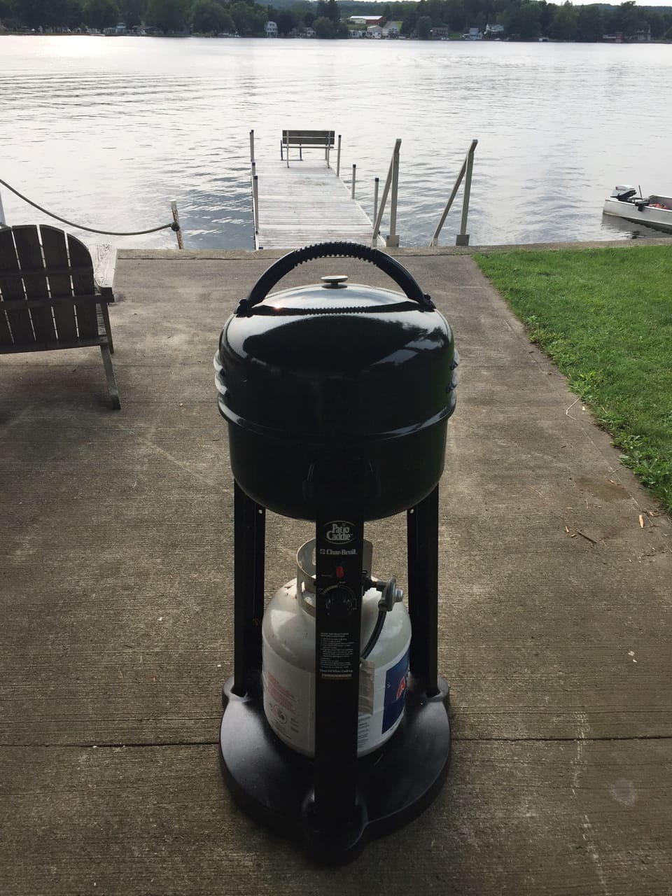 Gas grill on the patio for guests to use.
