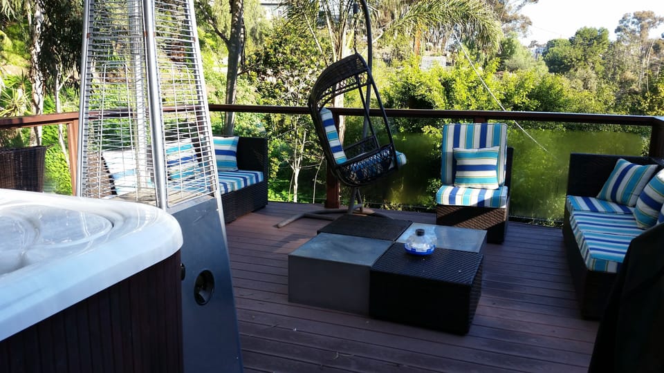 Deck with hot tub