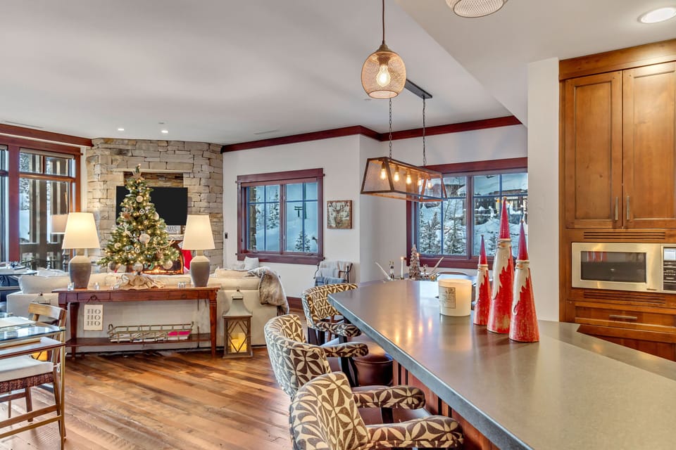 Christmas decorations and tree for holiday bookings. 
