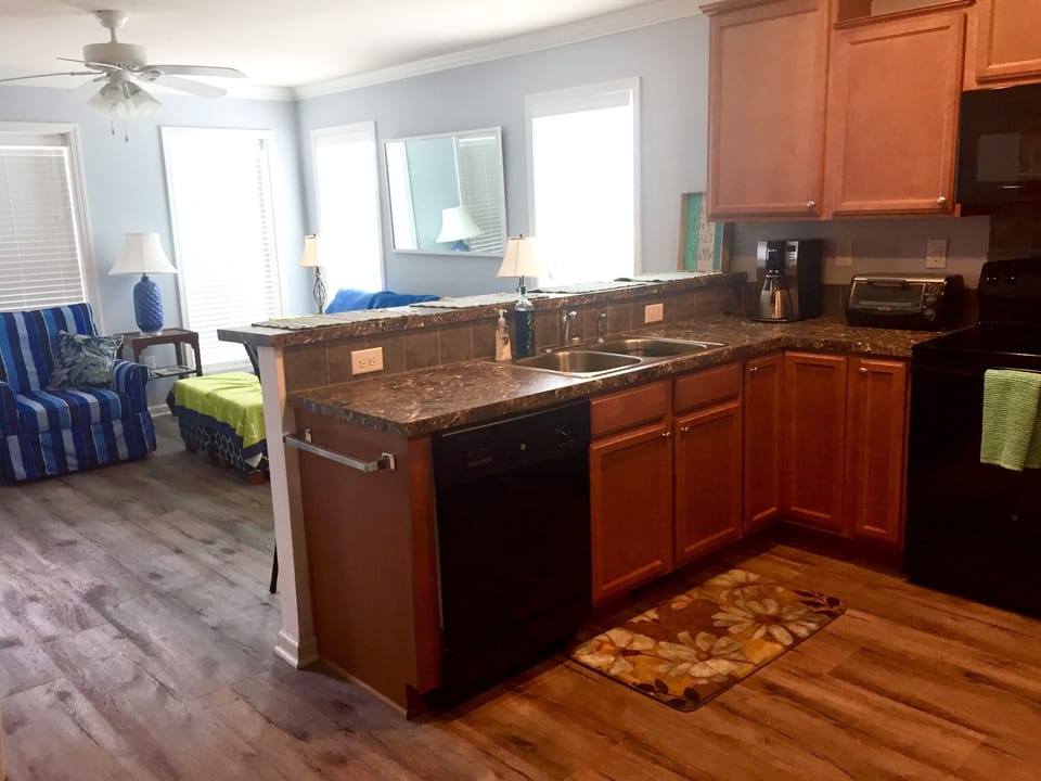 Dishwasher, microwave, coffee maker, toasters & refrigerator with ice maker etc 