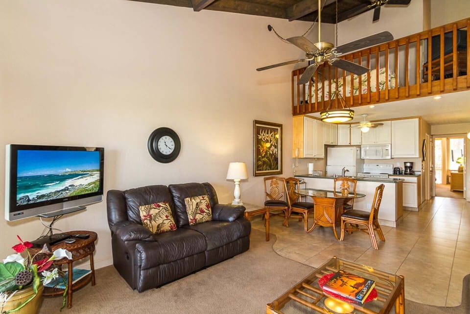 Living room, dining, and kitchen