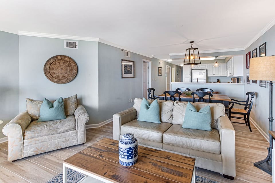 Living room with a queen sleeper sofa