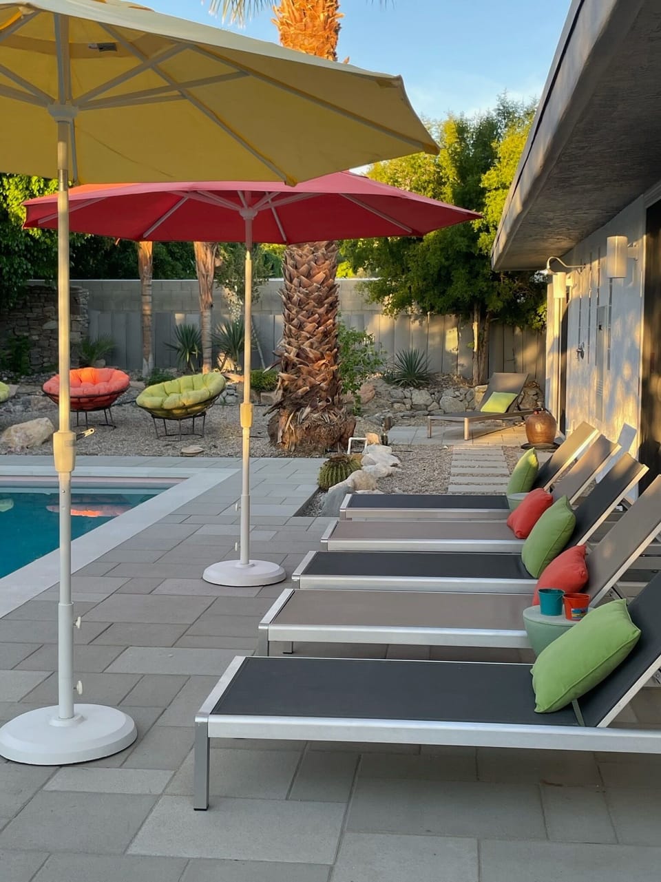 Lounge seating and outdoor shower