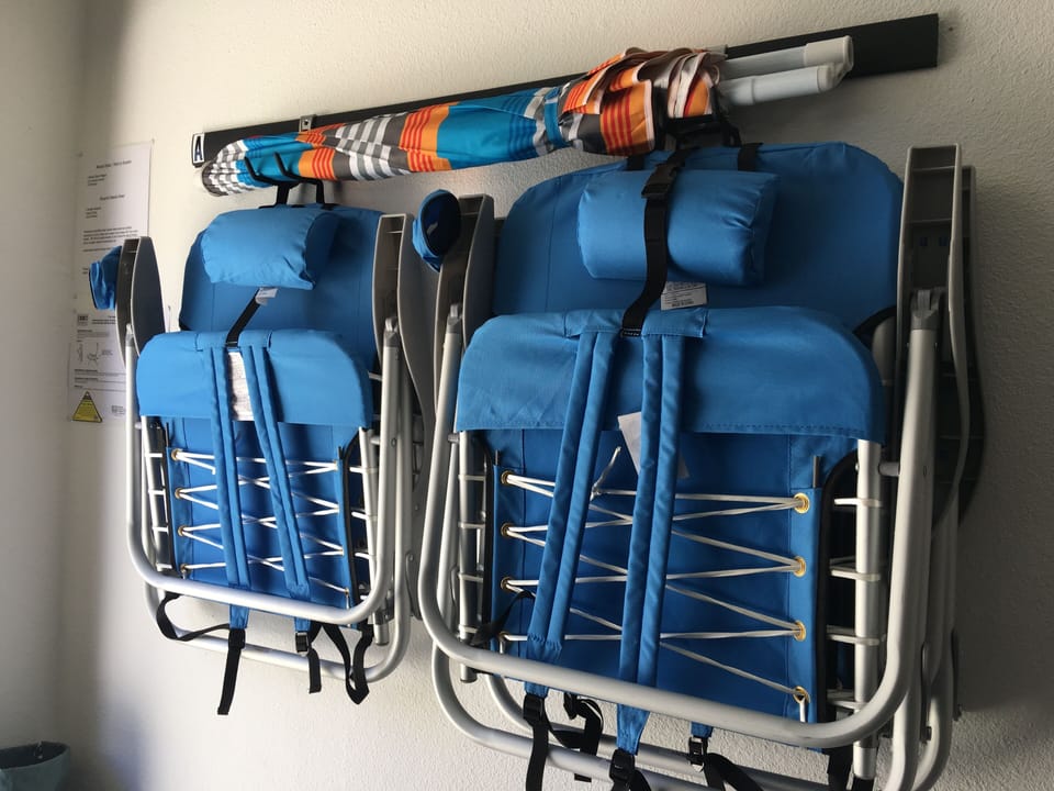 Beach Chairs and Umbrella.
Time to relax on the sand and enjoy the beach!