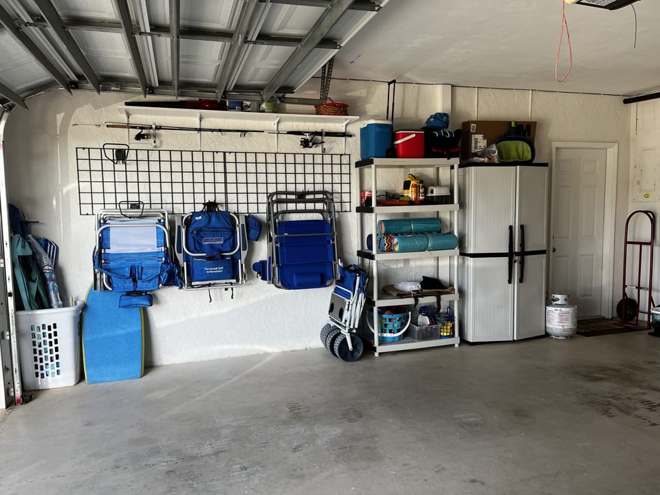 Beach stuff in garage