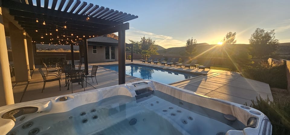 Backyard Sunset from the Hot Tub