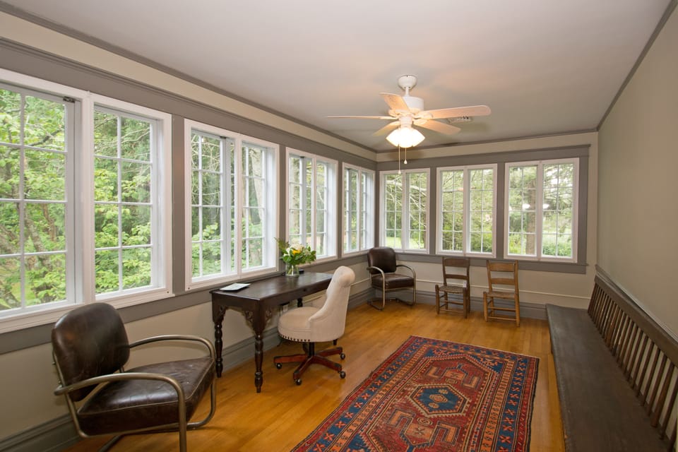 Office in converted sleeping porch