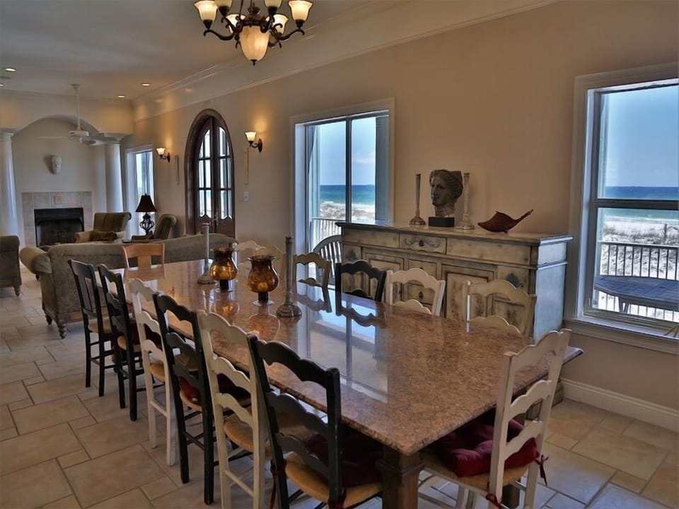 Enjoy your meals at the custom granite dining table