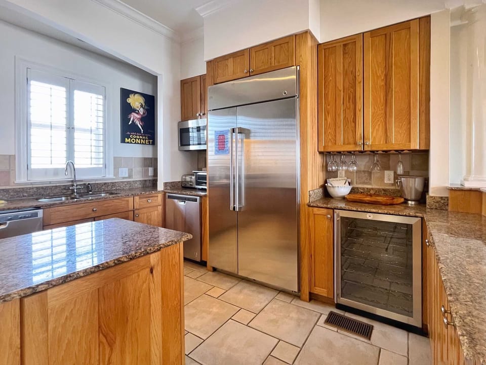 High end appliances and all the gadgets you need in this kitchen.