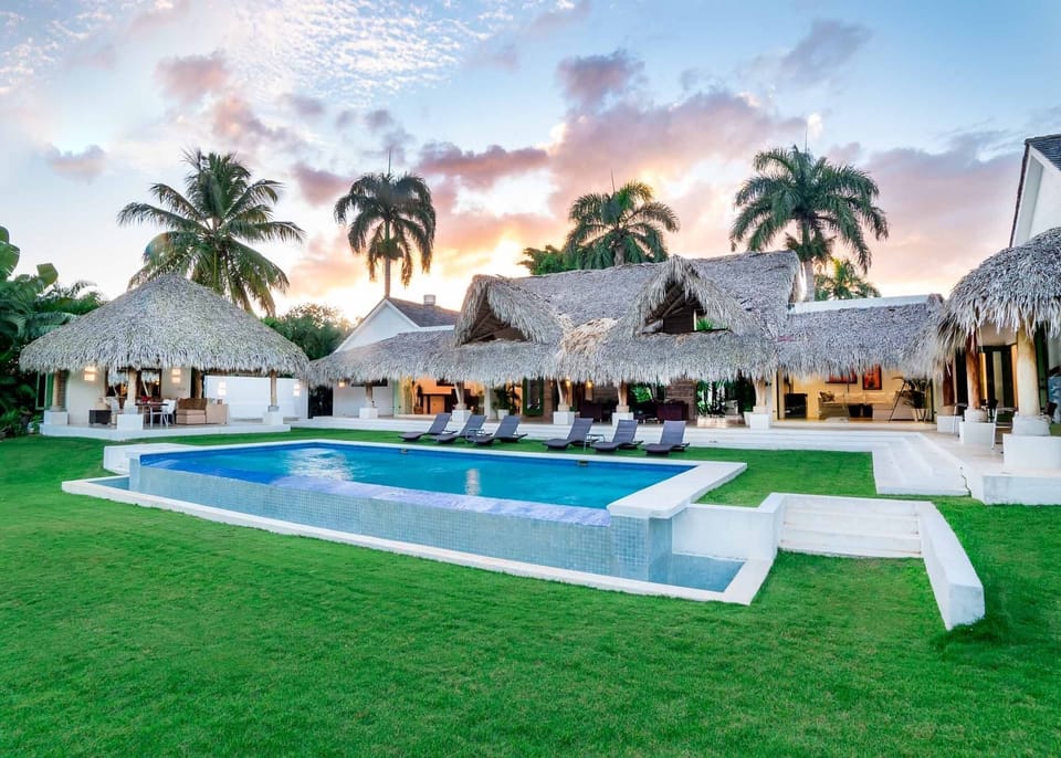 Back view of villa and pool