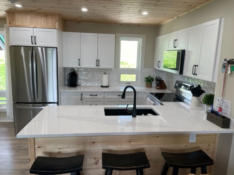 Sit and enjoy a drink or snack at the breakfast counter