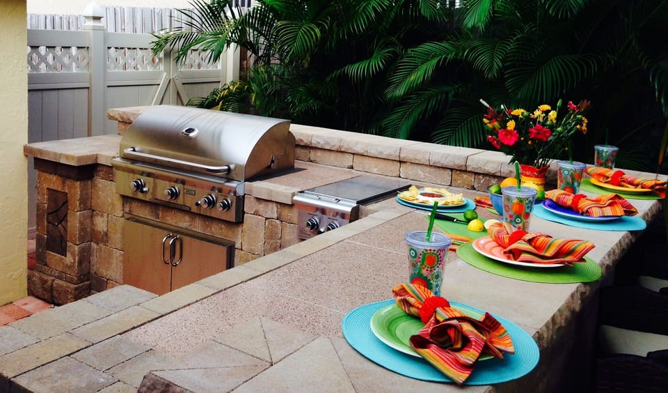 Comfortable Swivel Bar Seating for 8! Grill your fresh catch of the day!