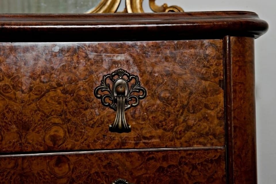 Details matter! A beautiful early 1900s real briarwood dresser.