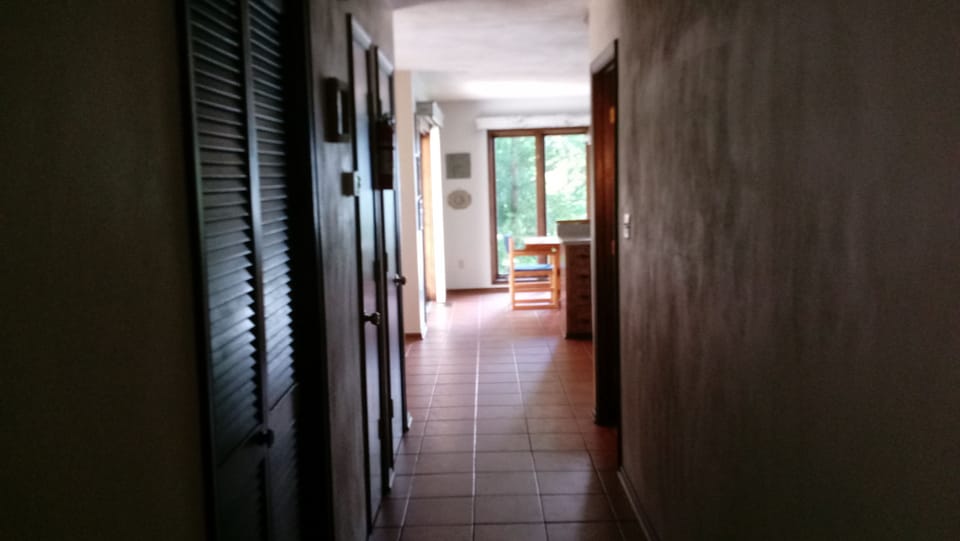 Hall way from front door and master, laundry, pantry to kitchen and dining