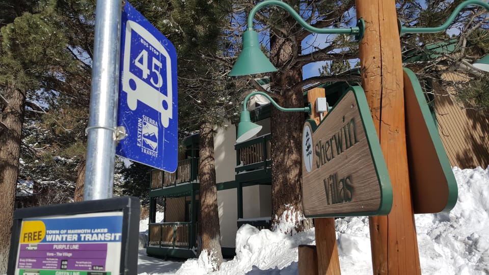 Free shuttle stop #45 across the street from condo