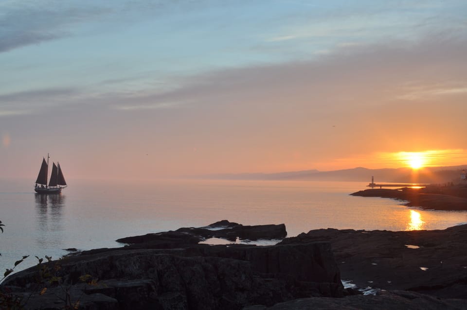 Grand Marais Harbor and little bit of the Hjordis (the sail boat)