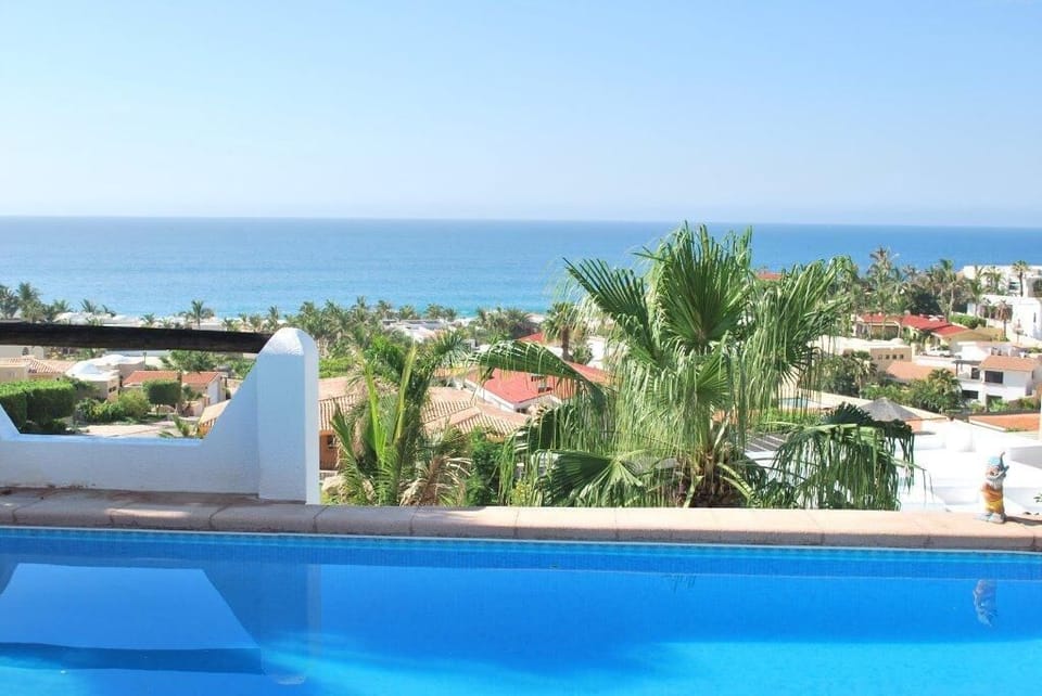 View of the Pacific Ocean from the pool. Watch the whales.