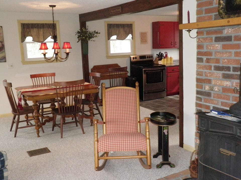 Dining table has six chairs
