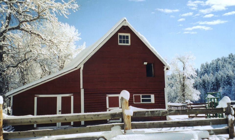Barn in winter at The Lesnik Place