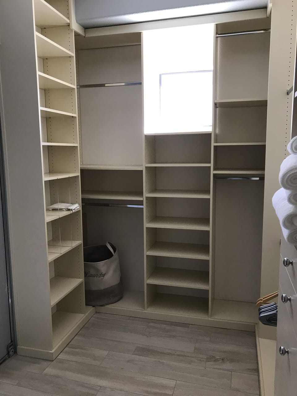Large walk in closet with plenty of storage in all bedrooms.