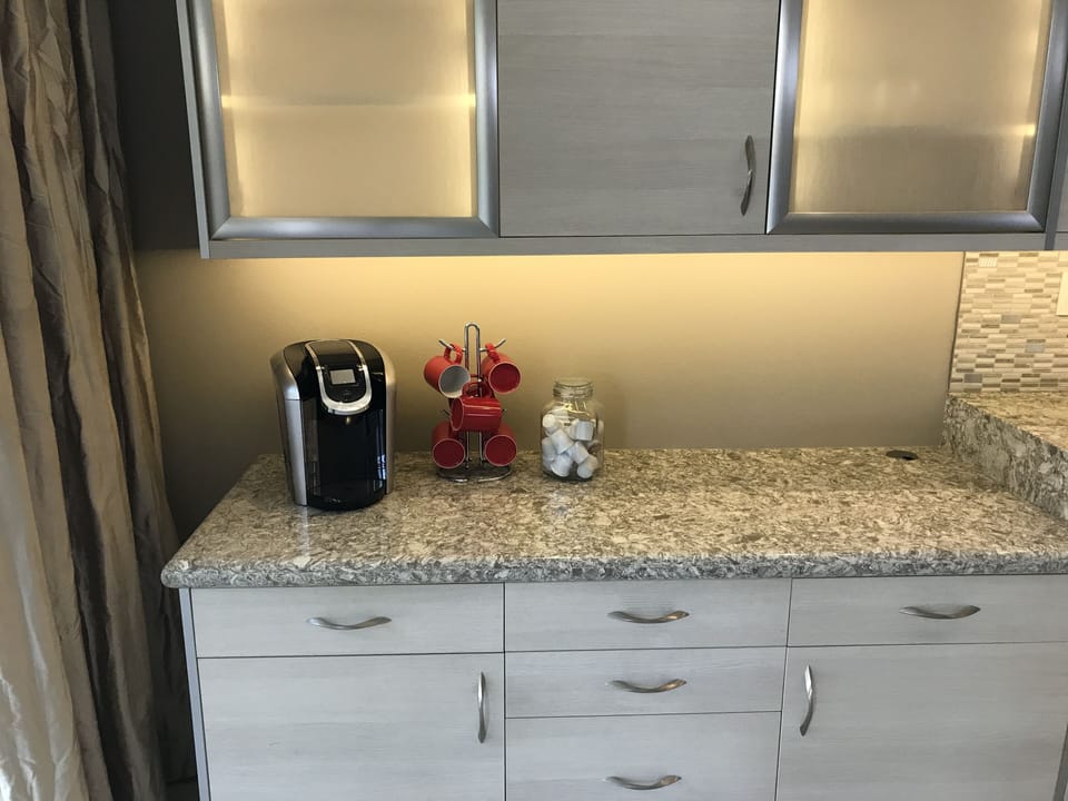 Keurig coffee station. 