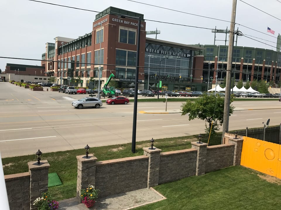 view of Lambeau from rooftop patio