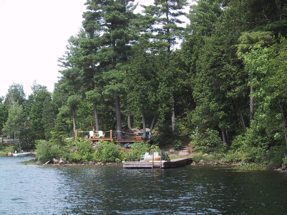 The lower deck and 630 feet of private, secluded waterfront