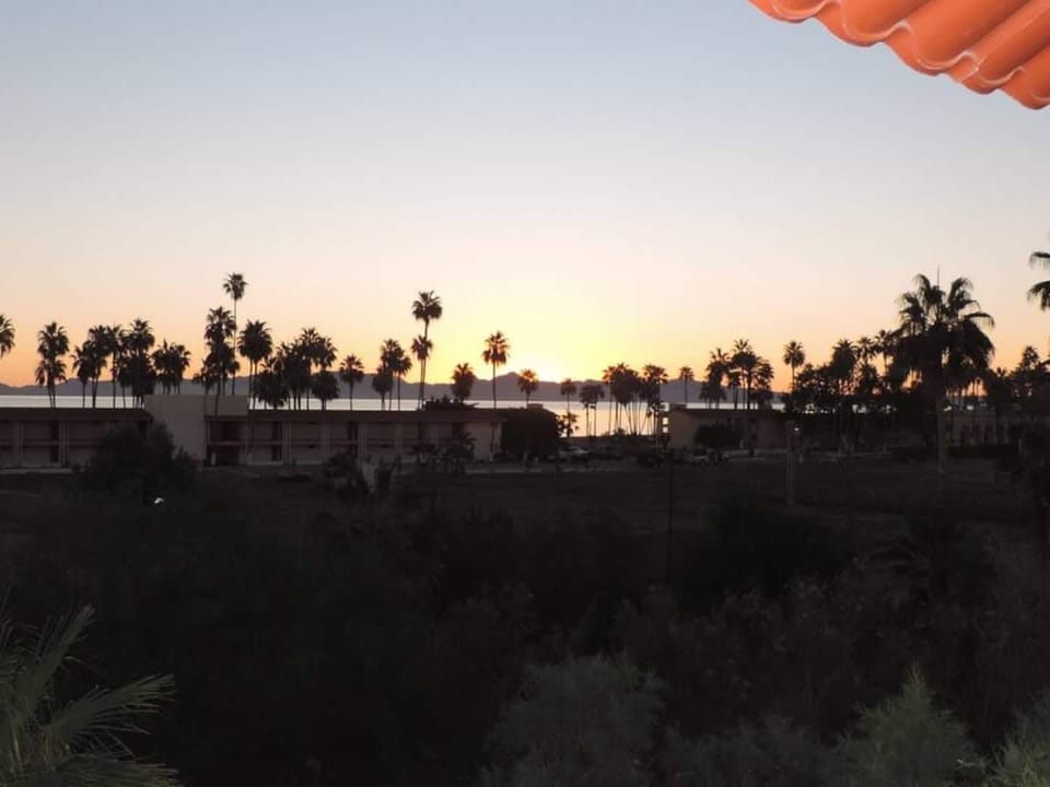 View from the 3rd floor terrace toward the nearby Desert Inn taken just before sunrise. 