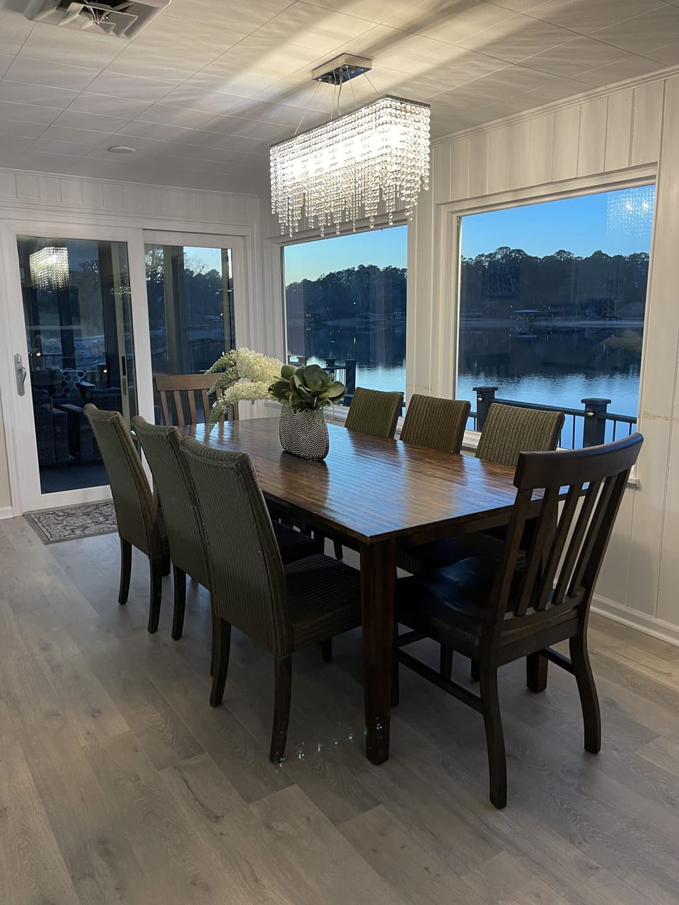 Dining table with seating for 8.