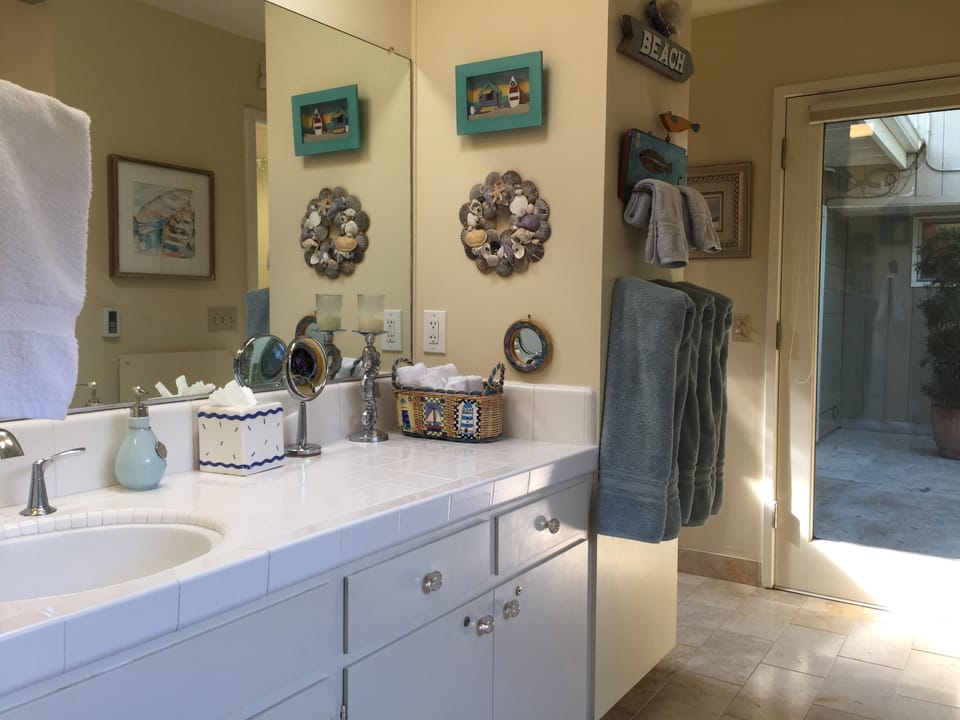 Master Bath Sink and door to back patio