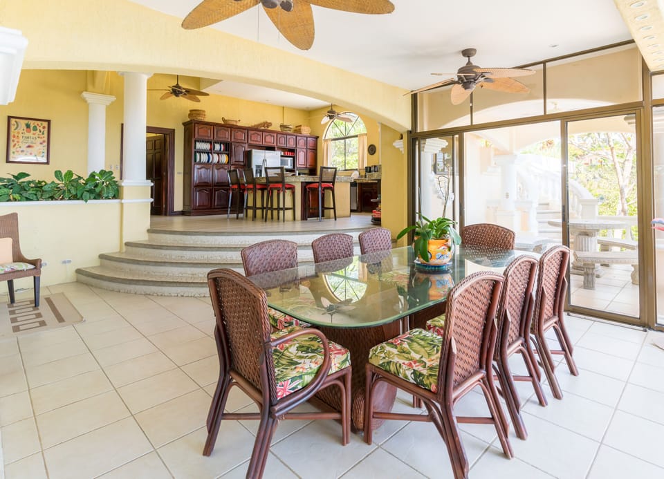 Dining room and kitchen.