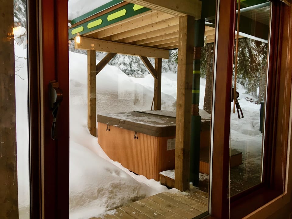 Private Hot tub steps out the back door