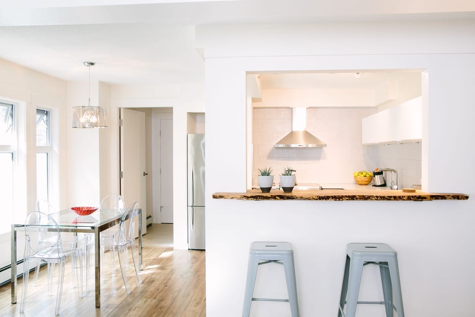 Full size dining table and breakfast bar