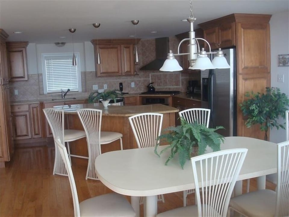 Modern upgraded kitchen and eating area.