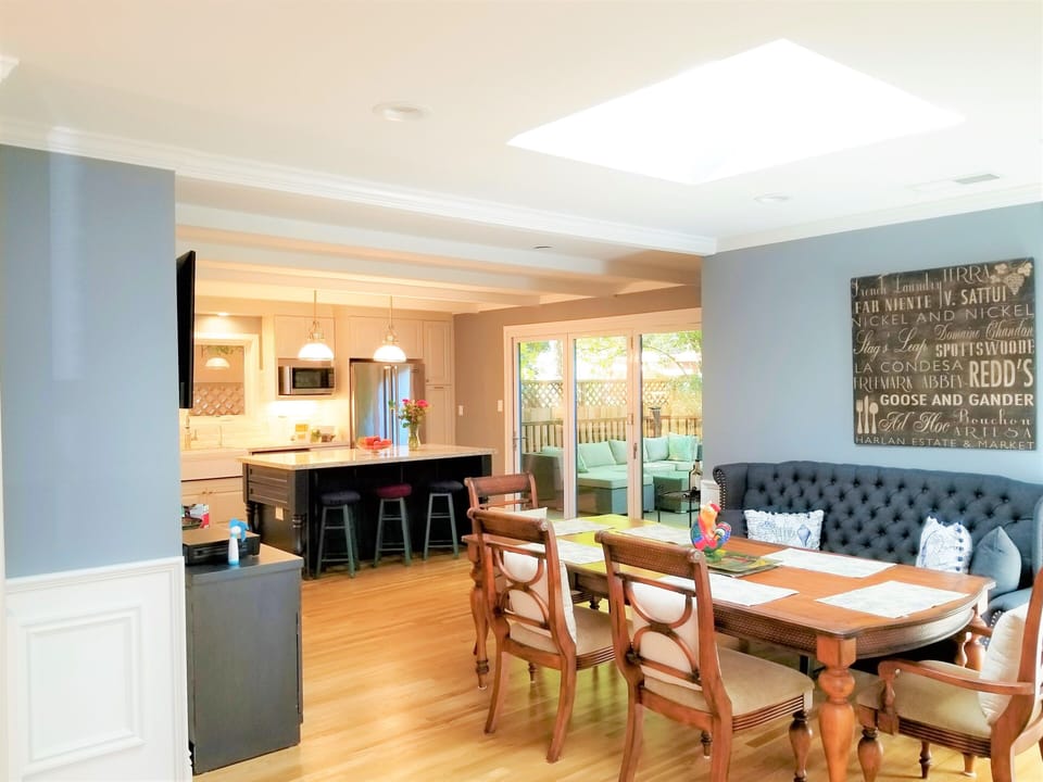 Open concept dining and kitchen.