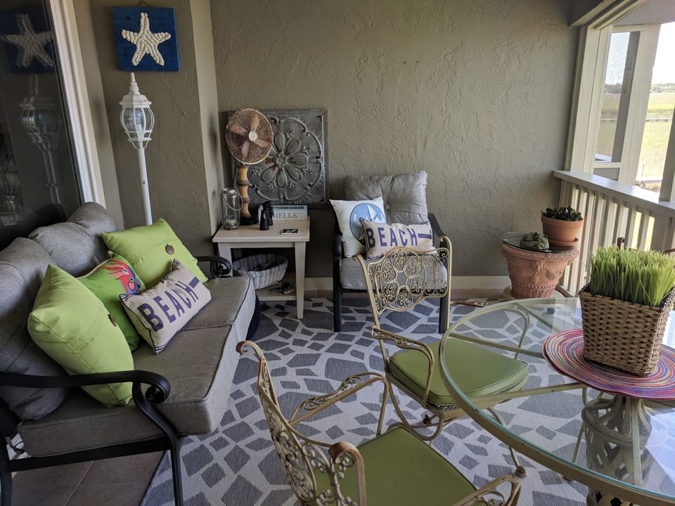 Enjoy sunset views from your screened in patio